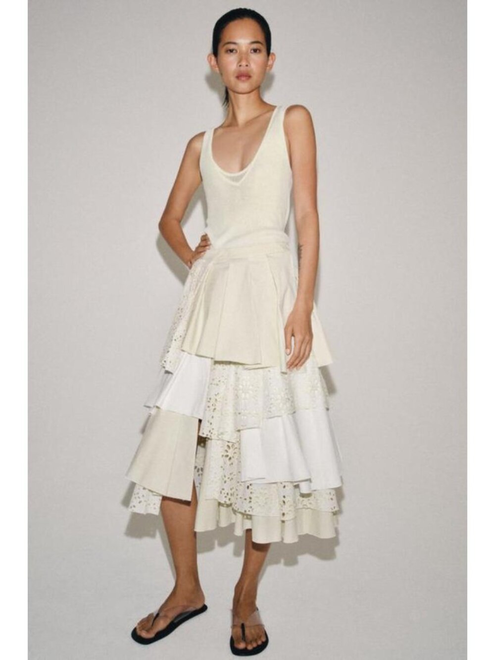 ZARA ZW COLLECTION LIMITED EDITION PATCHWORK MIDI SKIRT